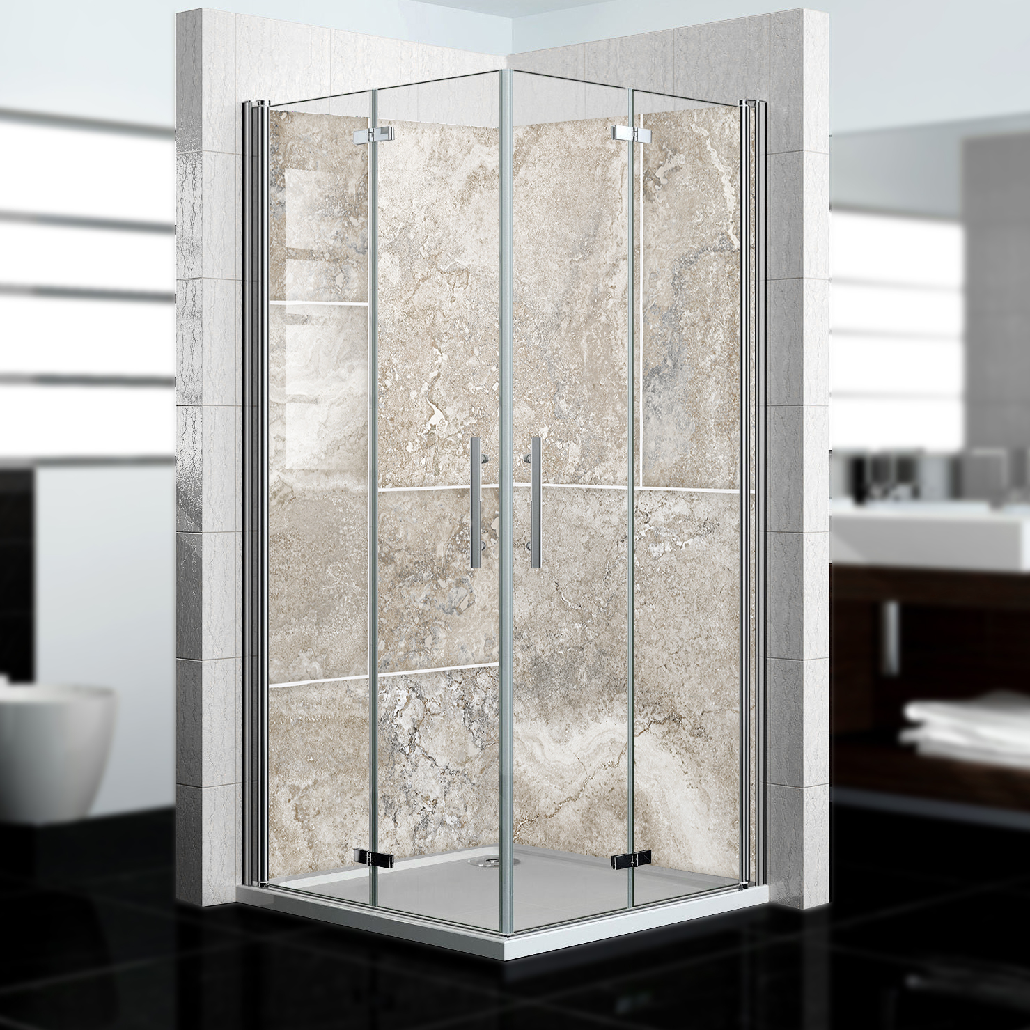 Dedeco Eck-Duschrückwand Wasserfest Im Stein-Look V5, 2x 80x200 Cm – Made In Germany